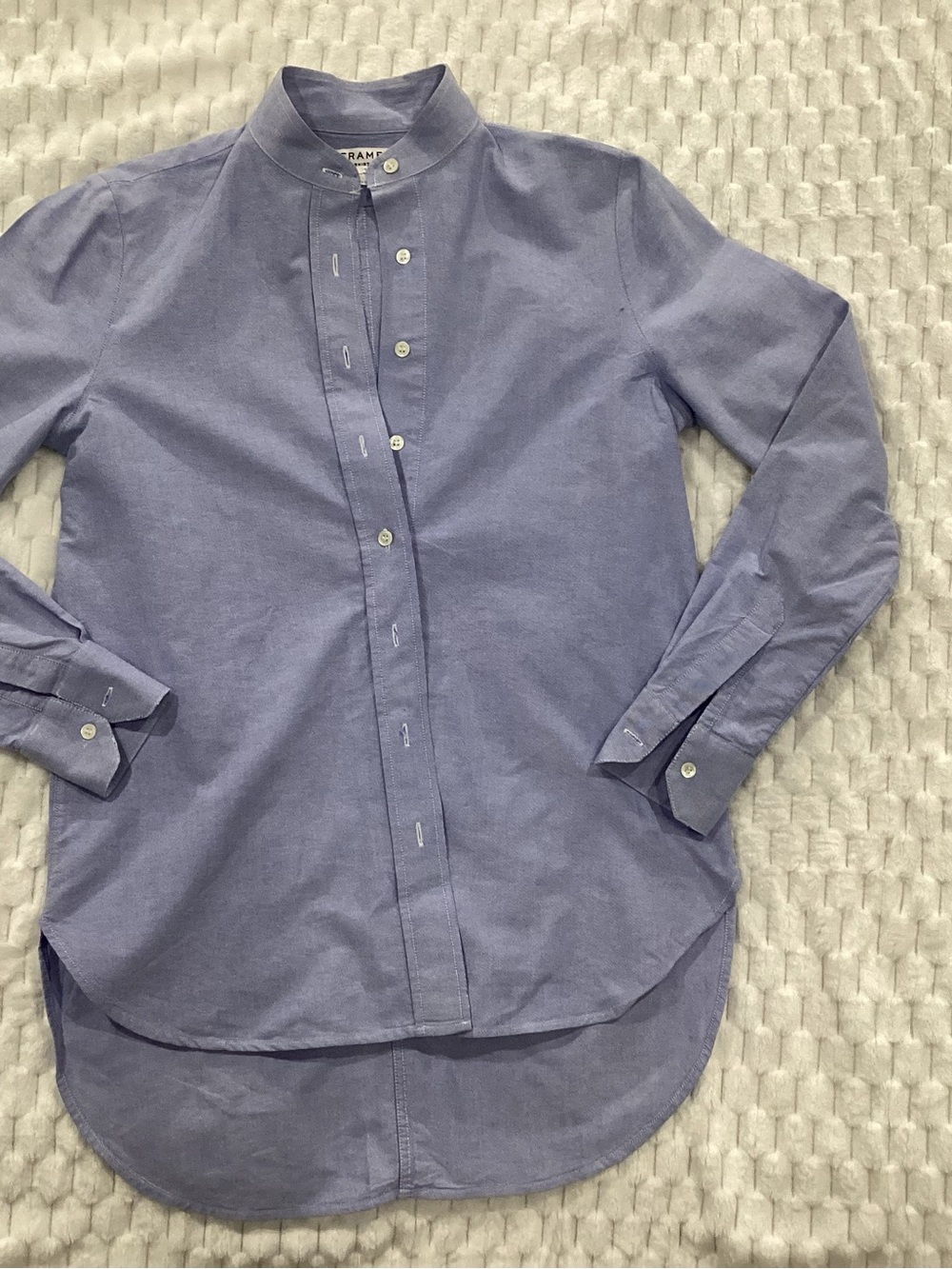frame Denim Men's Band-Collar Shirt in Light Blue  size small. #40